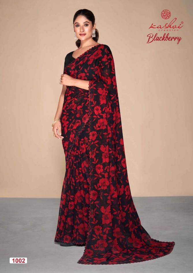 Blackberry By Kashvi Printed Pure Georgette Sarees Wholesale Price In Surat